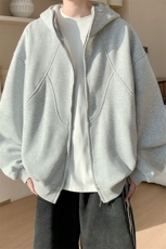 内景秋冬美式重磅连帽开衫卫衣男高街宽松外套WY00741/P55加绒P60，女装短外套，电商B316