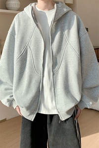 内景秋冬美式重磅连帽开衫卫衣男高街宽松外套WY00741/P55加绒P60图片