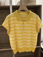 夏季新款简约时尚百搭女士四色Polo领短袖，女装T恤，沐策羊绒