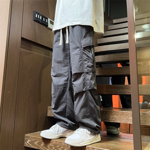 得物二开 春季新款多口袋伞兵裤宽松直筒休闲裤工装裤 K502-P42图片