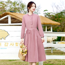 连衣裙优雅显瘦长袖A字裙气质淑女风2026年春季，女装连衣裙，倪叶myz