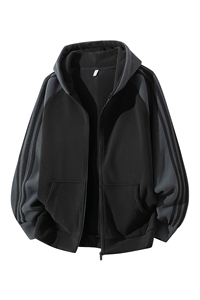 主推摇粒绒三条杠撞色连帽男士外套青少年5XL-8XL批53 W25919-48图片