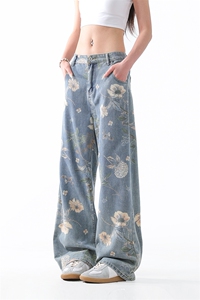 903-AK40 -特P55【S-3XL】 男女花灰牛仔裤！ 2图片