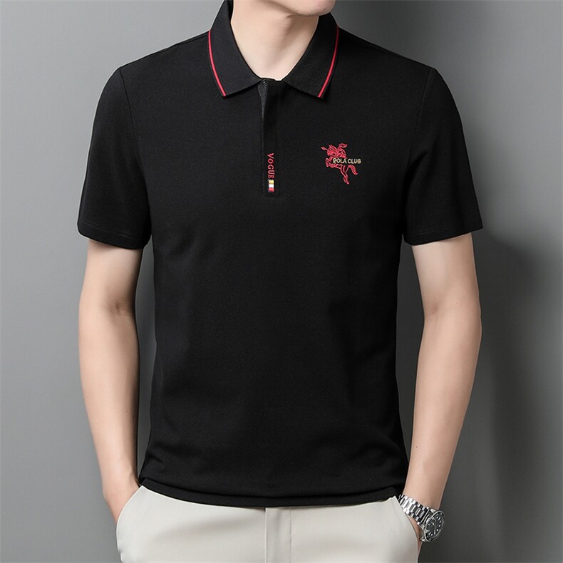 男士夏季短袖POLO衫2023新款时尚潮流简约纯棉短袖T恤男装上衣P55图片