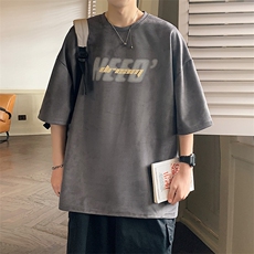 DX510P30港风重磅麂皮绒短袖美式高街t恤男大码半袖男，男装T恤，星座1204-3