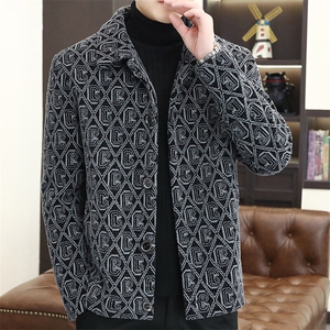 新款冬季翻领加棉加厚潮流修身毛呢大衣外套男D65P135控228图片