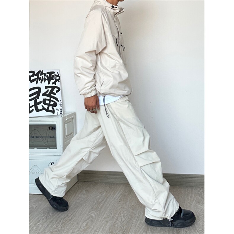 2023复古高街春秋轻薄防水冲锋裤男女抽绳直筒宽松KS61-P60,男装休闲裤,电商A021