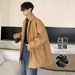 休闲百搭中长款风衣男秋冬新款韩版呢料大衣外套-A1003TP95控128图片