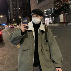冬季潮流宽松棉服加绒工装夹克上衣羊羔绒棉衣外套男W5927-P75，男装夹克，星座512-2