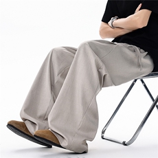 春夏褶皱设计休闲裤大码宽松垂感西裤直筒长裤通勤裤子LK511特P42，男装西裤，电商B215