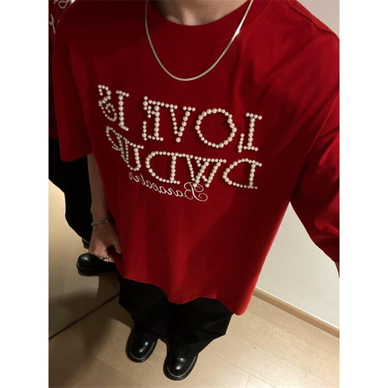 【有货】S272CC-特P42立体珍珠字母短袖T恤男女潮牌,男装T恤,星座1007（原301D）