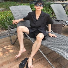 透气薄款短袖衬衫男款夏季设计宽松凹凸肌理感休闲衬衣CA376-P38，男装T恤，星座208-5