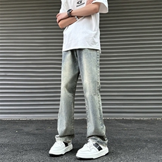 2025夏季双色直筒牛仔裤男美式休闲cleanfit裤子781/p58，男装牛仔裤，电商B381-2