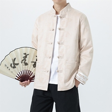 男士外套麂皮绒印花夹克盘扣立领唐装龙XZ1512-2508-P85，男装夹克，星座1512