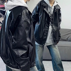 美式复古PU皮衣夹克男士潮牌宽松翻领痞帅机车服皮外套WLP808-P65，男装夹克，星座1008