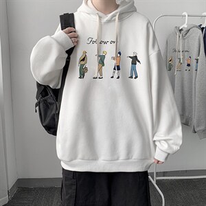 WY2043-P35 纯棉连帽卫衣男大码运动帽衫宽松薄外套男图片