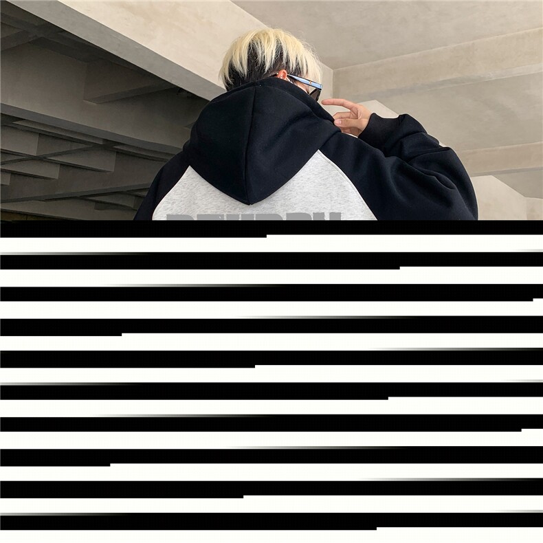 2024秋冬400克重磅纯棉宽松撞色插肩开衫连帽卫衣RH1511-p65,男装卫衣,星座610B-1