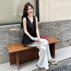 网纱拼接无袖马甲阔腿裤套装女夏2025新款巨好看小众不撞款轻熟风，女装套装/套裙，浙宝276（原081）