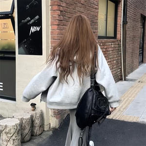 抖音得物高品质 秋冬美式高街重磅结构双层双面连帽卫衣外套XS107图片