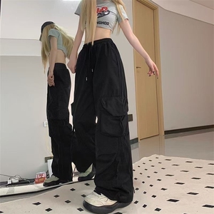 2025新款美式高街直筒街舞工装裤2025新款男女春秋高腰宽松阔腿潮图片