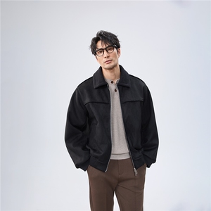 白底图麂皮绒夹克外套秋冬短款毛领冬季加厚A236-JK612-P160