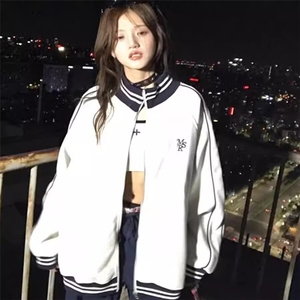 现货 秋季立领拼接宽松休闲卫衣男W108P55图片