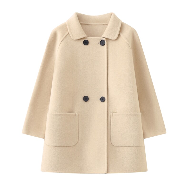 儿童羊毛大衣秋冬保暖宽松版时尚百搭外套，童装外套，鑫贝羊绒