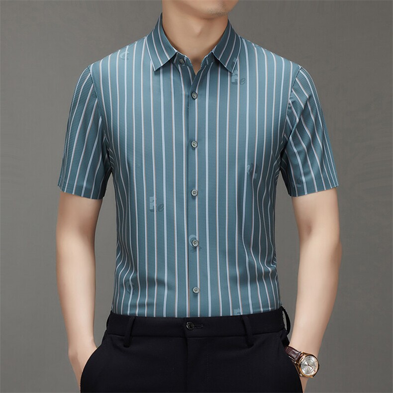 BGW-K42536夏季新款男士条纹短袖衬衣百搭衬衫商务男装图片
