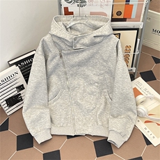 高街美式设计感不规则双拉链卫衣男女春秋重磅连帽外套W0185-P70，男装卫衣，星座308B-1