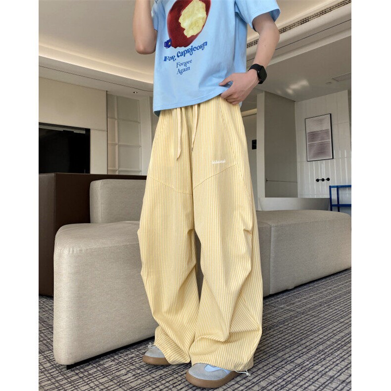 夏季新款多巴胺条纹设计感百搭宽松休闲裤B315-K25558-特p35控68,男装休闲裤,电商B315