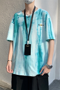 703-T208-P35 夏季男士扎染条纹小雏菊印花T恤情侣图片