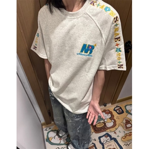 H0695-P35重工刺绣新款花植休闲宽松短袖T恤 棉，男装T恤，星座617A-2