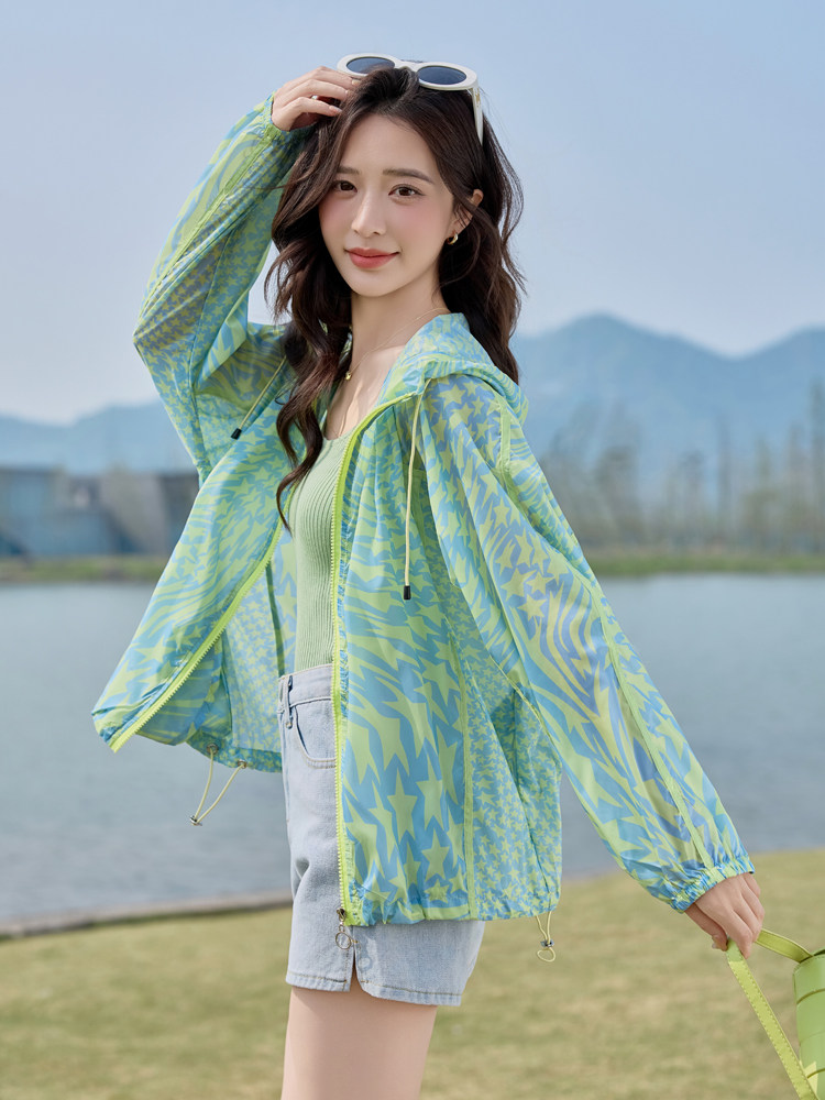户外休闲宽松印花防晒衣女2025夏季新款洋气减龄超好看防晒服外套,女装防晒衣,悦祺