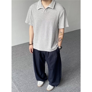 复古手缝线麦穗纹针织T恤男女宽松休闲短袖上衣潮T3205-P42图片