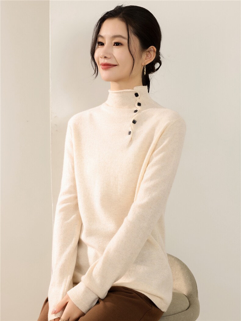 2025年秋季新款自由领常规套头女士针织衫休闲,针织衫/毛衣,梵泰羊绒