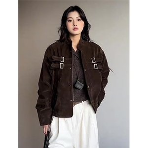 9233-P93 2025春秋情侣棒球服短款情侣外套男女棒球领情侣装图片