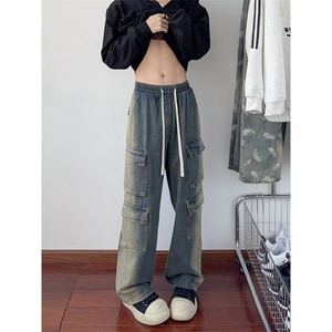 B221 美式ins高街暗黑多口袋宽松工装牛仔裤 LK23143-P80 控108图片