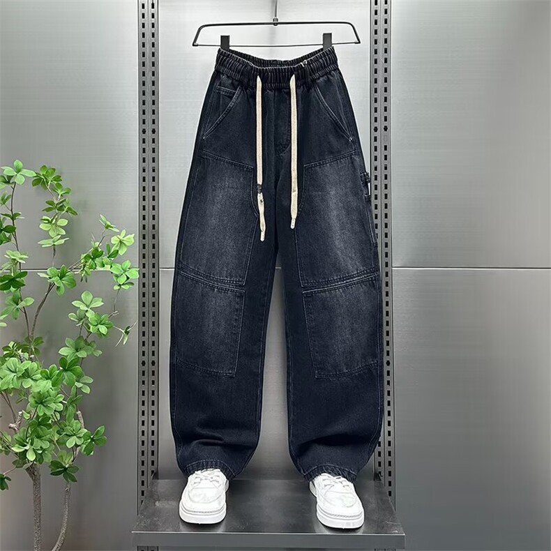 1506-1/KB8321/P52冬季潮流宽松加绒加厚牛仔裤男个性多口袋弹力，男装牛仔裤，星座1506-1