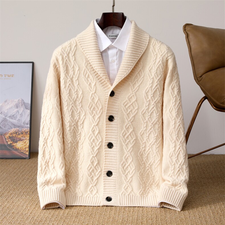 新款纯色针织开衫时尚休闲男，男装针织衫/毛衣，冬季工坊