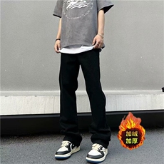 美式高街黑色牛仔裤男秋冬季潮流街头百搭显瘦水洗休闲直筒裤，男装牛仔裤，星座506A