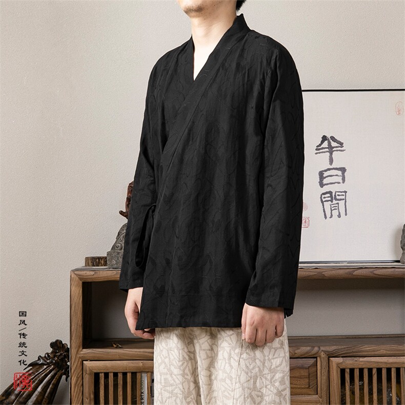 秋装新款风男装汉服提花道袍C205P65,男装民族服装,钱塘802