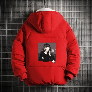 MY16122-P100 加厚加绒连帽衣男大码服男面包服男 网格挂拍图片