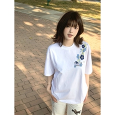万针全刺绣解构设计260克重磅双纱纯棉高品质美式高街短袖T恤特39，男装T恤，电商A486
