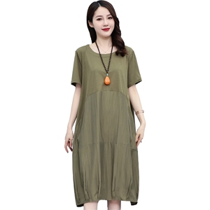 现货可穿到200斤胖妹妹夏季连衣裙加肥加大遮肚宽松大码裙子图片
