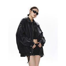 荔枝纹高端双层领廓形设计大码M-5XL机车皮衣JK78095特P118控178，男装皮衣，星座227-7