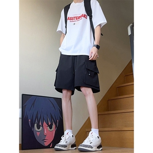 夏季美式高街冰丝hiphop运动五分工装裤短裤货号DK2428P38图片