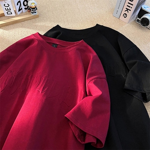 平铺钢印字母潮短袖T恤男DT77775P25块特价控48：供抖音视频图片