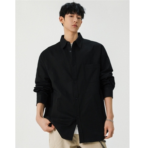 男纯棉休闲韩版美式衬衫百搭宽松纯色衬衣 CS066-P38控76，男装衬衫，电商A132（原电商B245）