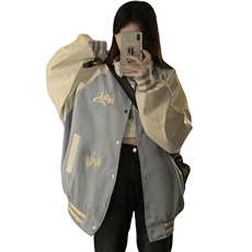 A329-P105复古条纹撞色棒球服美式潮宽松春季新款外套夹克，男装夹克，星座911