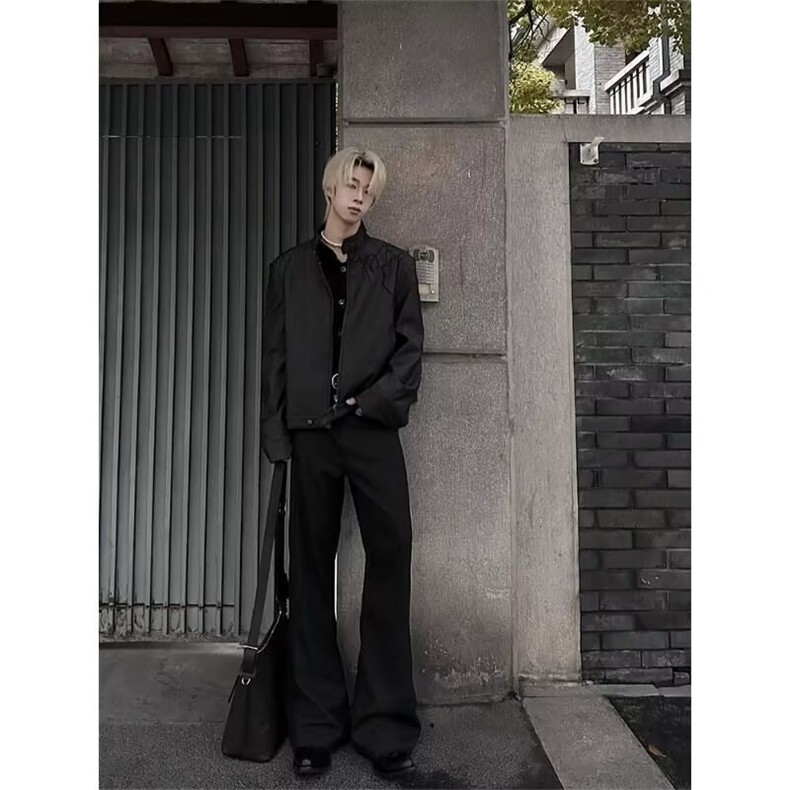 小众解构机车复古立领设计感皮衣夹克男女短款宽松高级感皮外套,男装皮衣,星座506A
